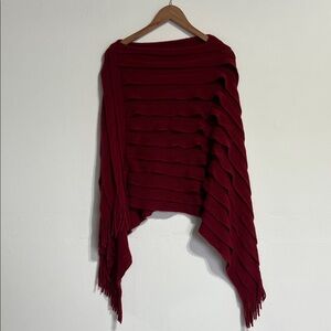 Chic Burgundy Knit Poncho